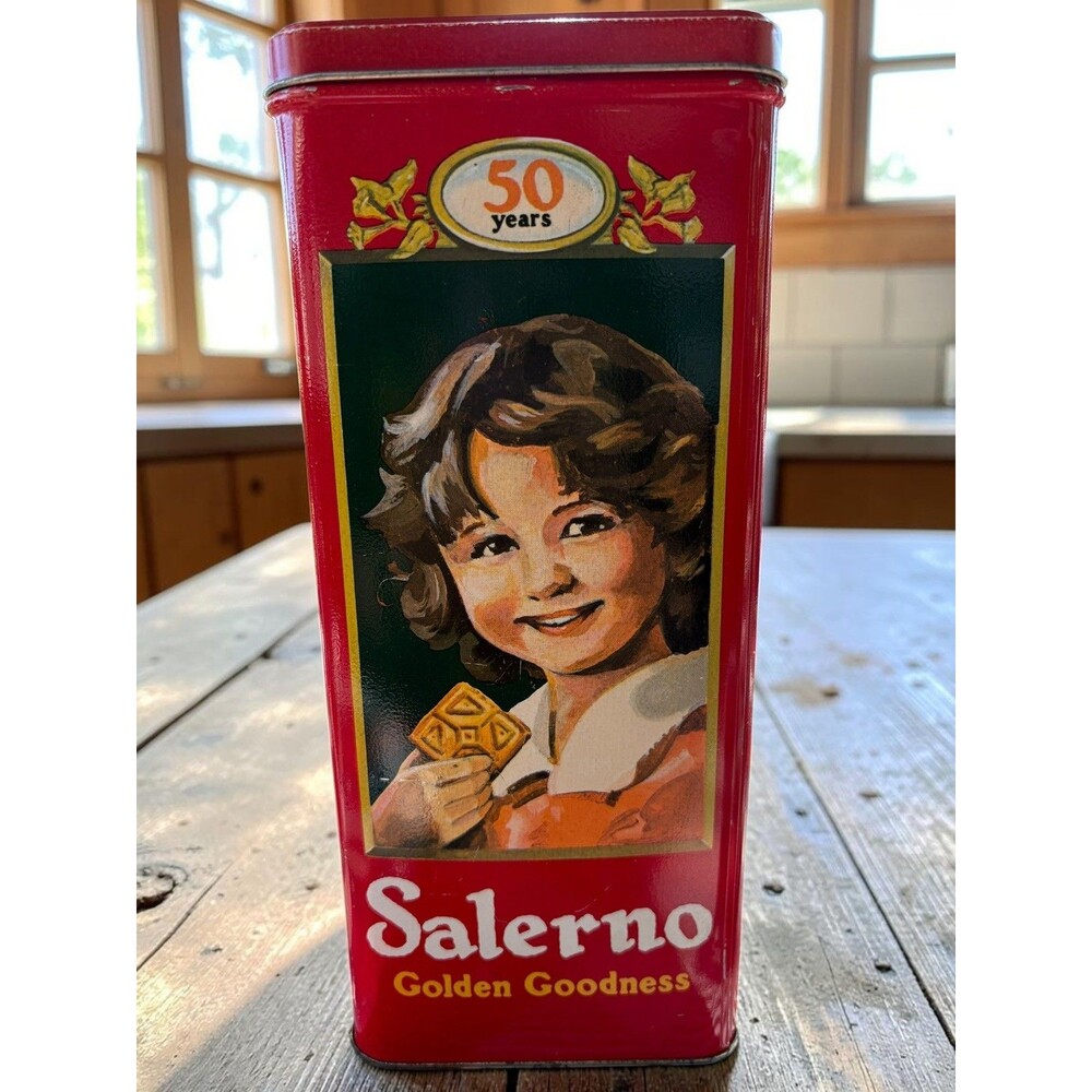 Salerno Golden Goodness Vintage Cookie Tin 50th Anniversary 1980s